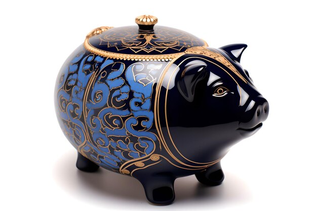 Ceramic Gold Chinese Piggy Bank