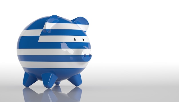 Piggy Bank with Greece flag. 3d rendering