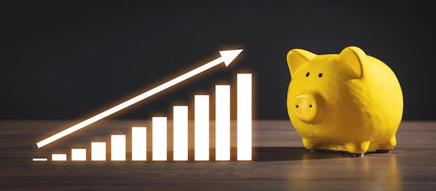 Piggy bank with a growth graph Saving Business