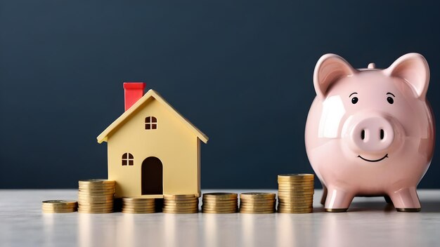 a piggy bank with a house and a piggy bank with a house on the top