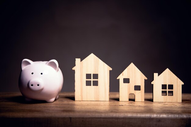 Piggy bank with houses model