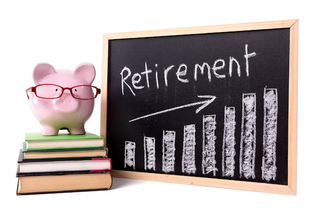 Piggy Bank with retirement savings chart