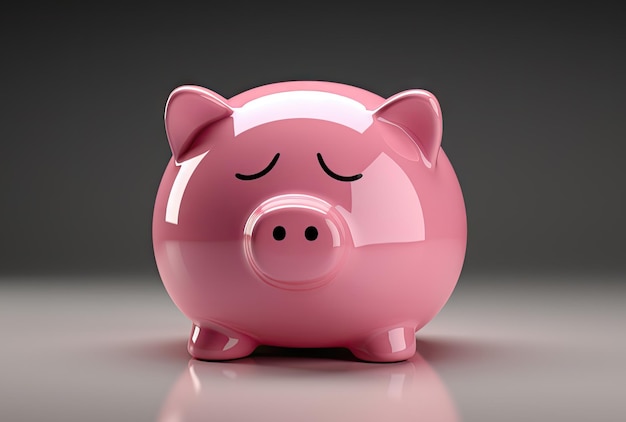 Piggy bank with a sad face on a neutral background Financial crisis problem concept