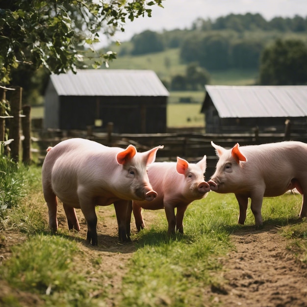 Photo piggy paradise a rustic tapestry of farm life