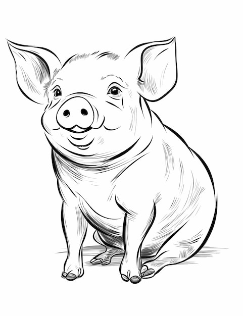 Веселая мультяшная раскраска Piggy Playtime с толстыми линиями и низкой детализацией