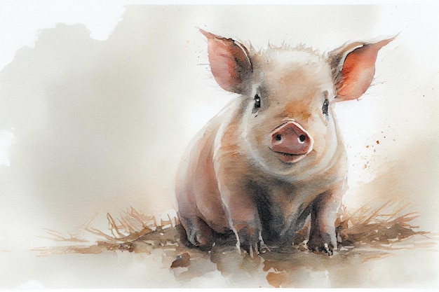 Piggy-tekening met een beetje waterverf generatieve ai