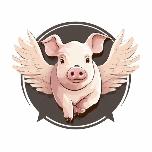 Piggy Wings A Whimsical Logo Soaring with Delight on a Blank Canvas