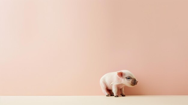 Photo a piglet stands on a pink background.