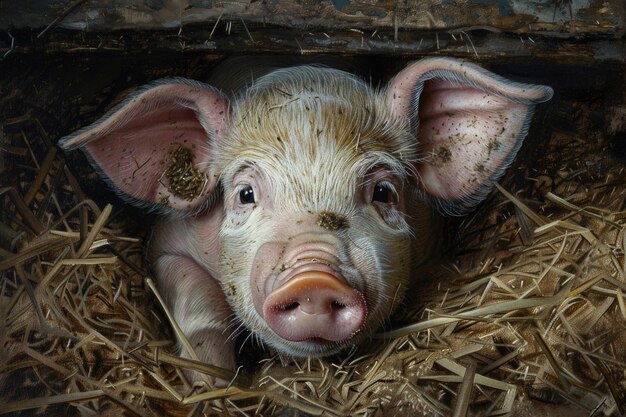 Foto a piglets snout explores the world