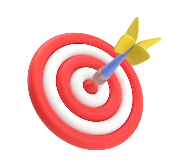 Pijl raakte het middendoel van het dartboard geïsoleerd op lichte achtergrond Het bereiken van het doel succes