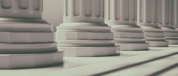 Pijler en trap gerechtsgebouw gebouw gevel steen marmeren kolom in een rij 3d illustratie