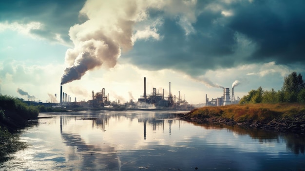 Pijpen Milieuprobleem van milieu- en luchtvervuiling in grote steden Klimaatverandering, ecologie en opwarming van de aarde Roet uit fabrieken
