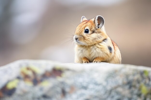 Photo pika perched on granite calling to mate