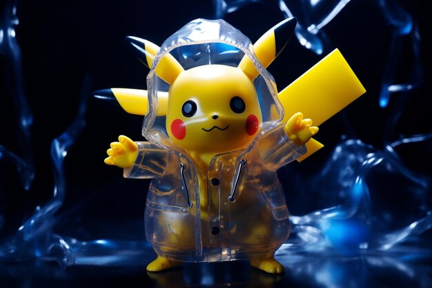 Pikachu Sporting a Fluorescent Holographic Outfit Generative Ai