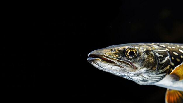 Pike in the solid black background