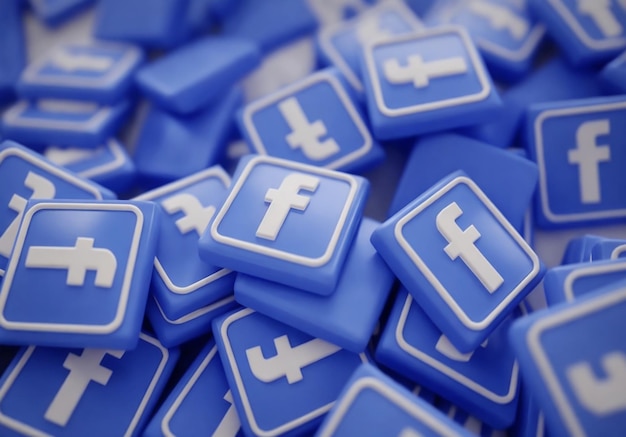 The pile of 3d Facebook logos