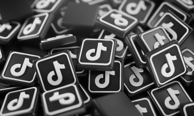 Photo pile of 3d tiktok logos