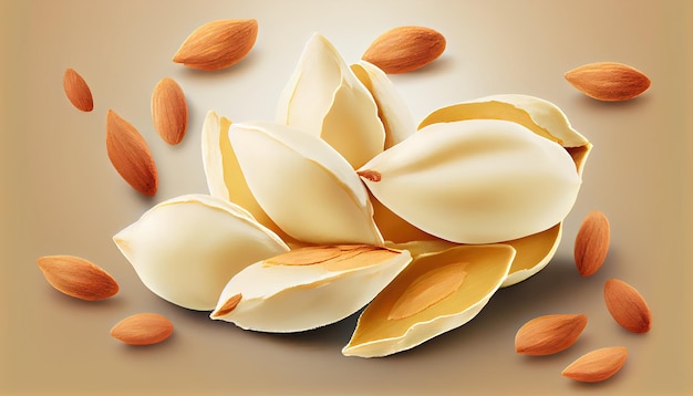 A pile of almonds sitting on top of a table generative AI