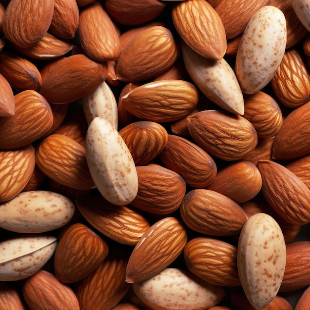 A pile of almonds with the word almond on it