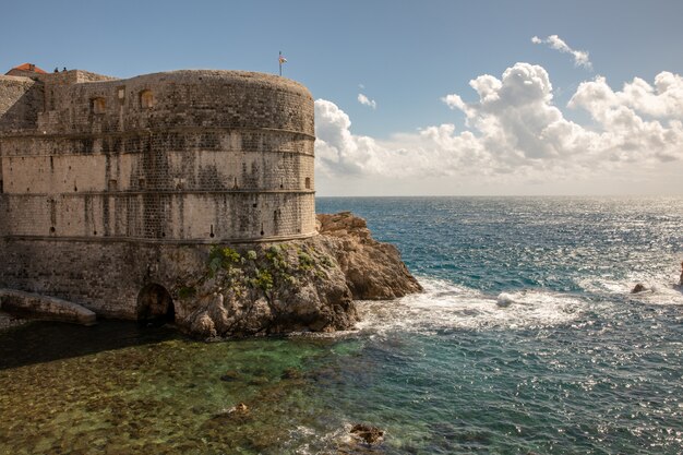 Pile Bay and the wall of Dubrovnik old town in Croatia