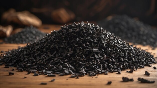 Photo a pile of black mulch made of cocoa bean shells