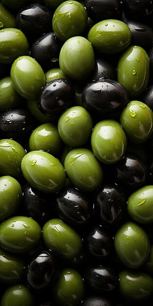 Foto un mucchio di olive nere con la parola olive su di loro