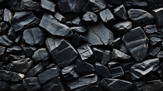 a pile of black rocks