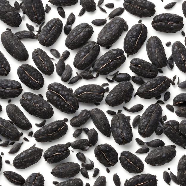 Pile of Black Sesame Seeds with isolated white background