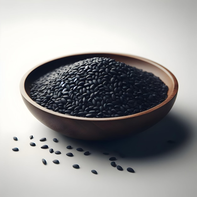 pile of Black Sesame Seeds with isolated white background