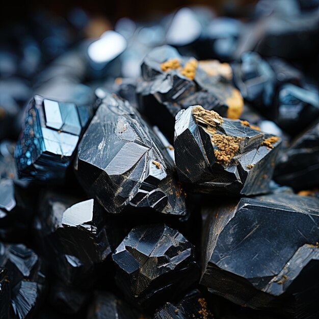 Photo a pile of black and silver rocks with a window on the top