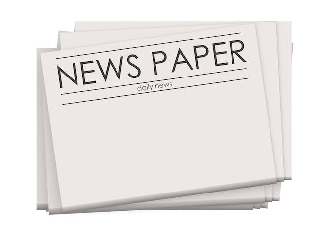 Photo pile of blank newspapers isolated on white background