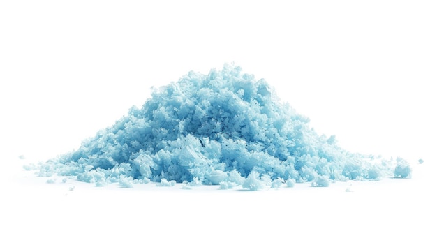 a pile of blue ice cubes on a white background