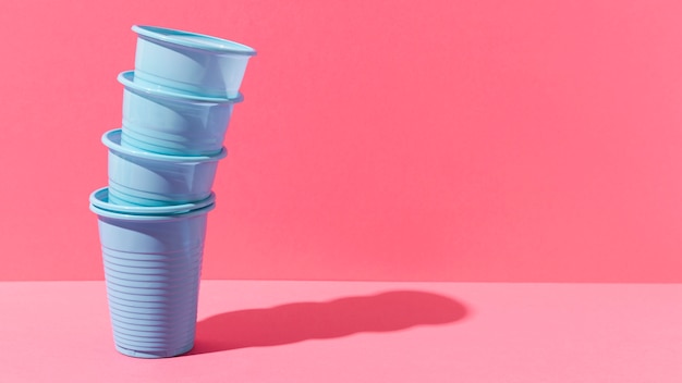 Pile of blue plastic cups