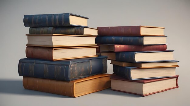 Pile of books 3d render isolated on background