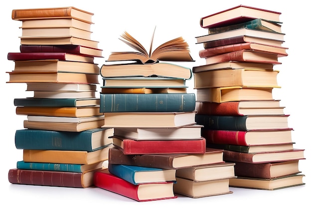 pile of books isolated on white background