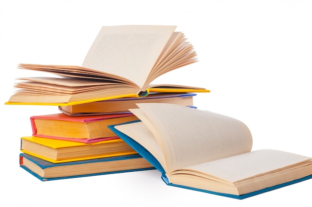 Pile of books isolated on white background