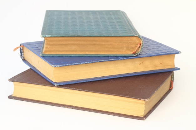 pile of books isolated on white background