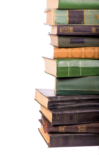 Pile of books isolated on white background.