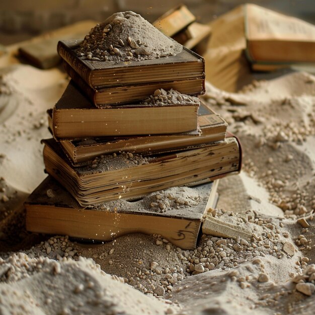 a pile of books with the words  sand  on top of them