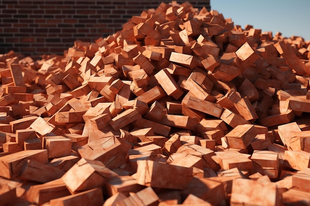 pile of bricks with sky in the background ai generated