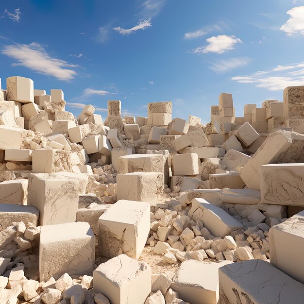 Photo a pile of bricks with a sky in the background