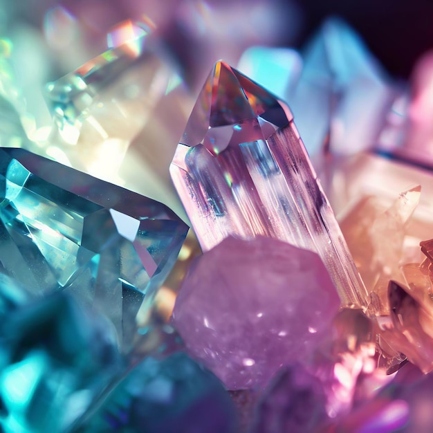 A pile of brightly colored crystal stones