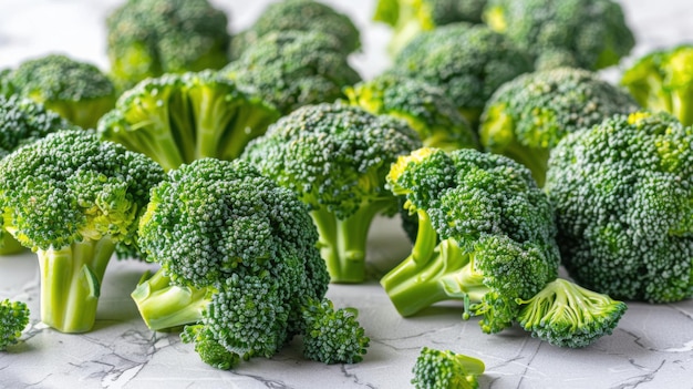 Pile of Broccoli on White Table