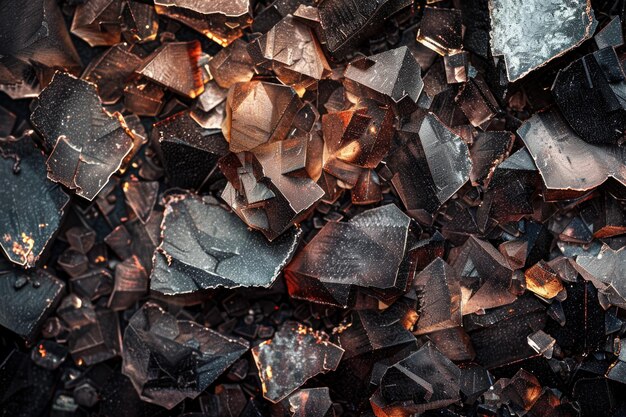 Photo a pile of broken glass on a table suitable for illustrating accidents or safety hazards