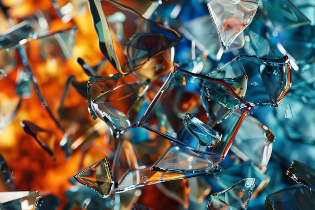 Pile of Broken Glasses Close Up