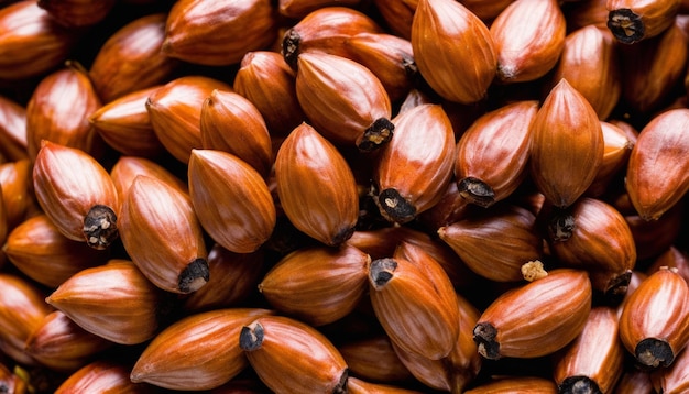 A pile of brown nuts in a pile