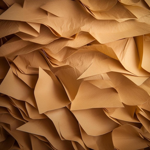 a pile of brown paper sitting on top of a table