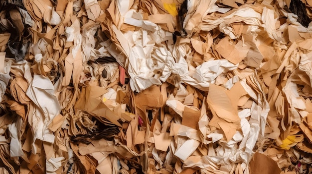 A pile of brown paper that has been cut into pieces.