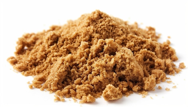 Photo a pile of brown sugar is on a white background