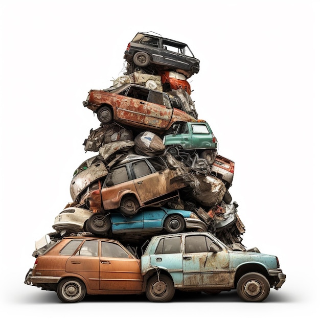 Photo pile of cars stock photo